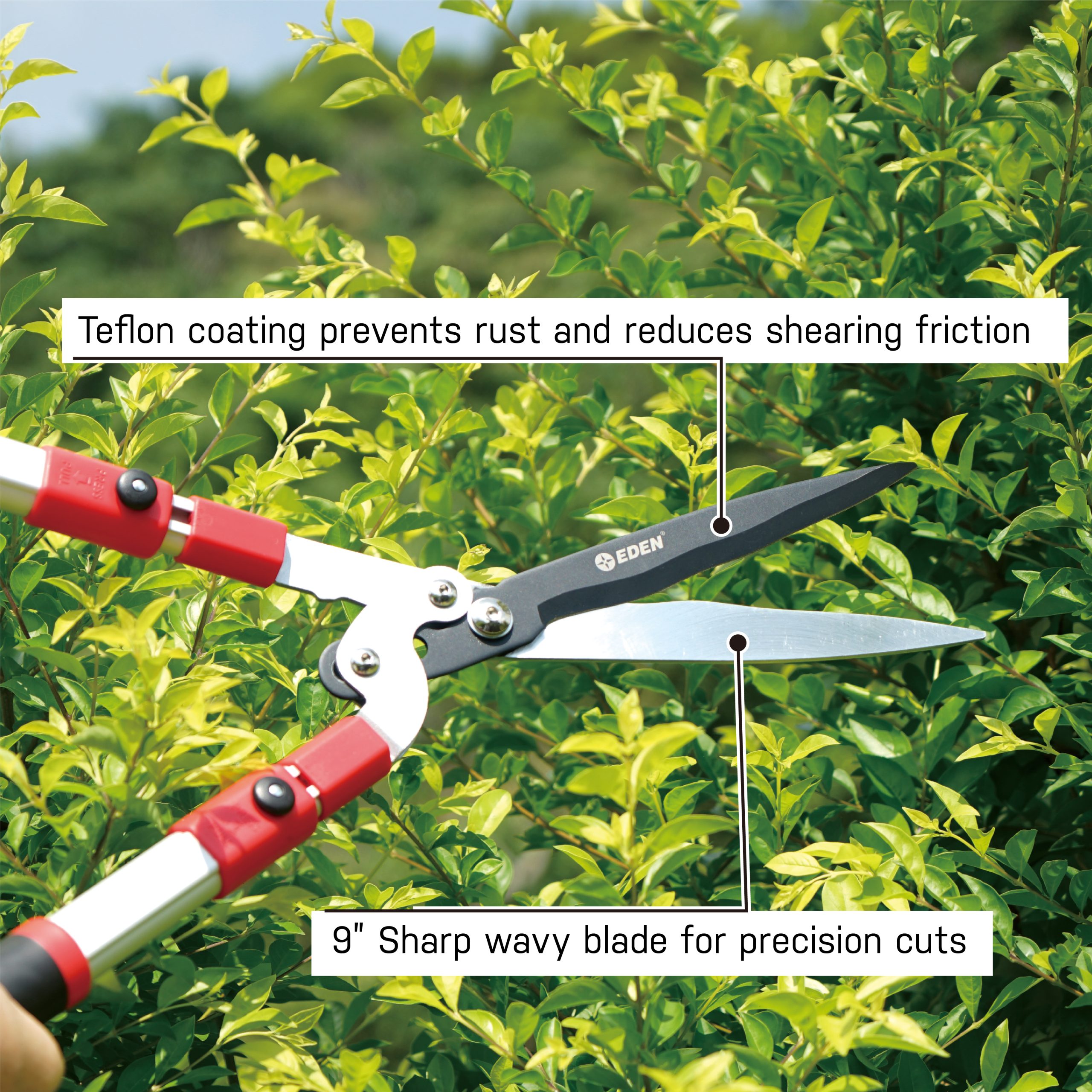 Extendable Hedge Shears with Wavy Blade Eden Garden