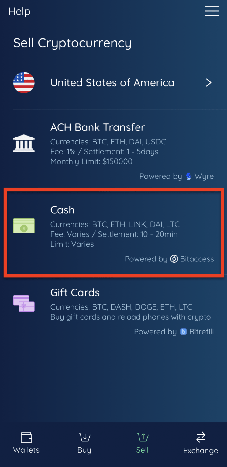 Edge Sell Crypto Remotely for Cash Edge