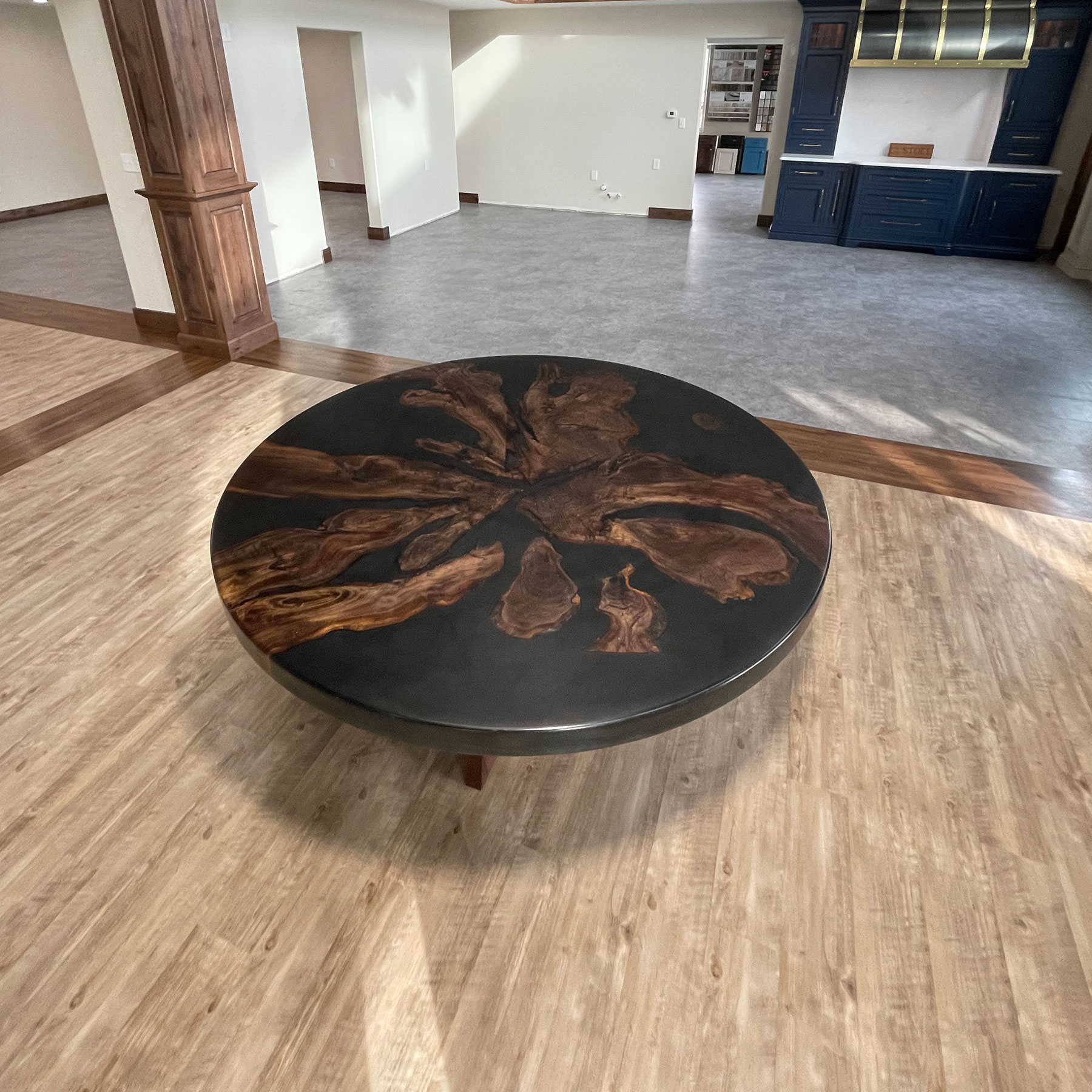 Black Walnut Gnarled Wood Stump/Black Epoxy Table Edge 1 Designs