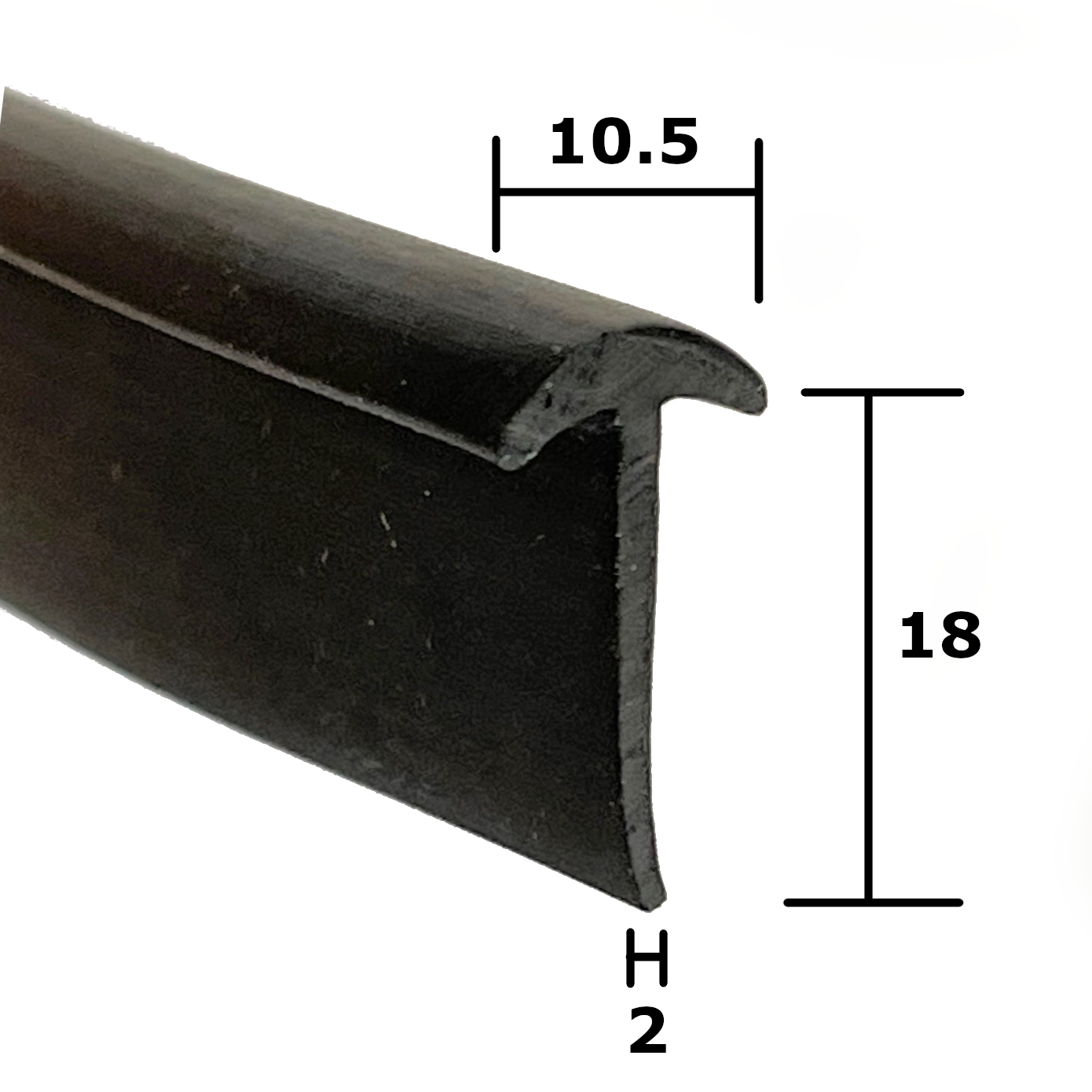 Small TSection EPDM Rubber Trim 18mm x 10.5mm edge trims