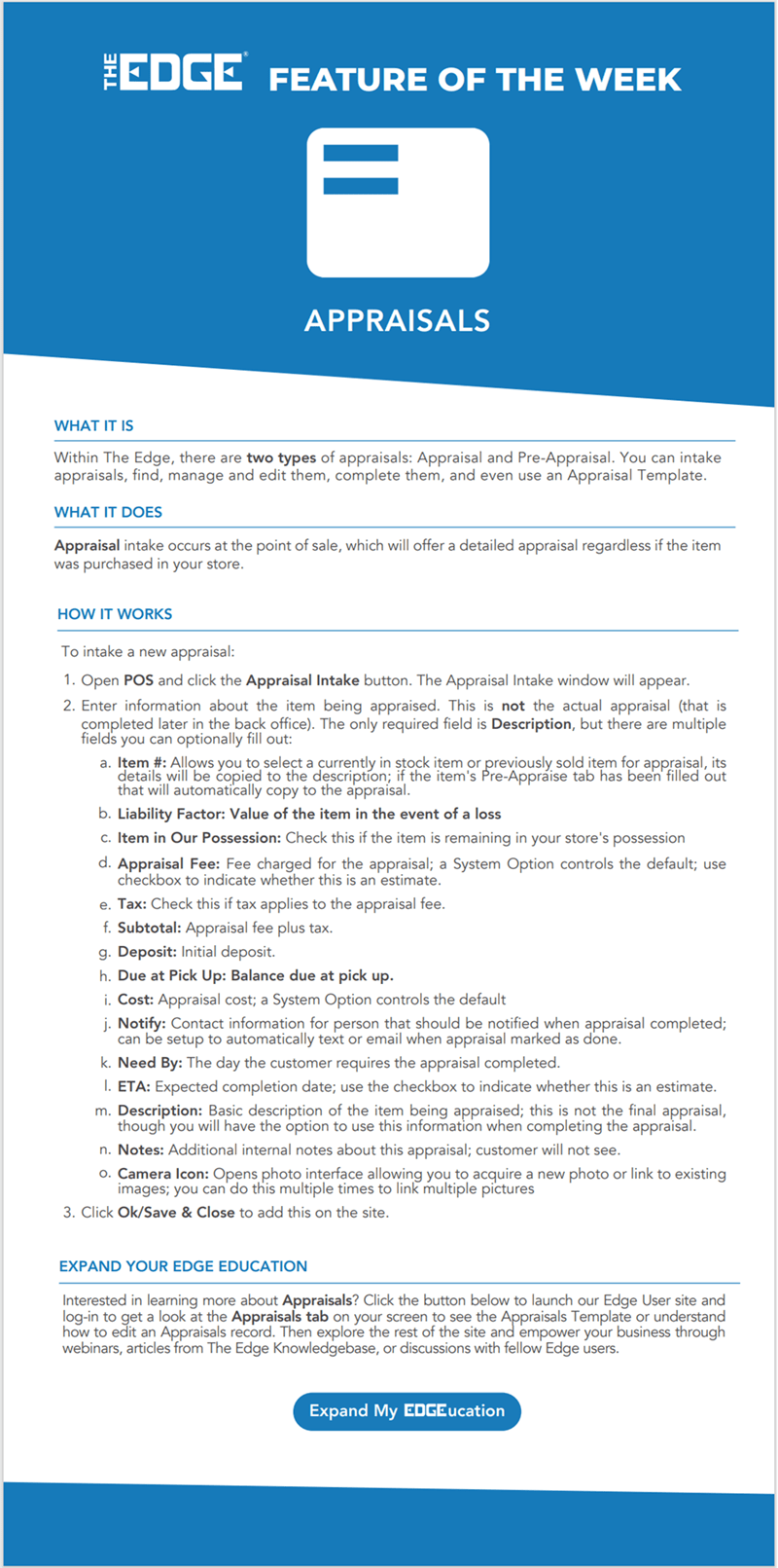 Edge Knowledge Base > User Resources > Feature of the Week > Appraisals