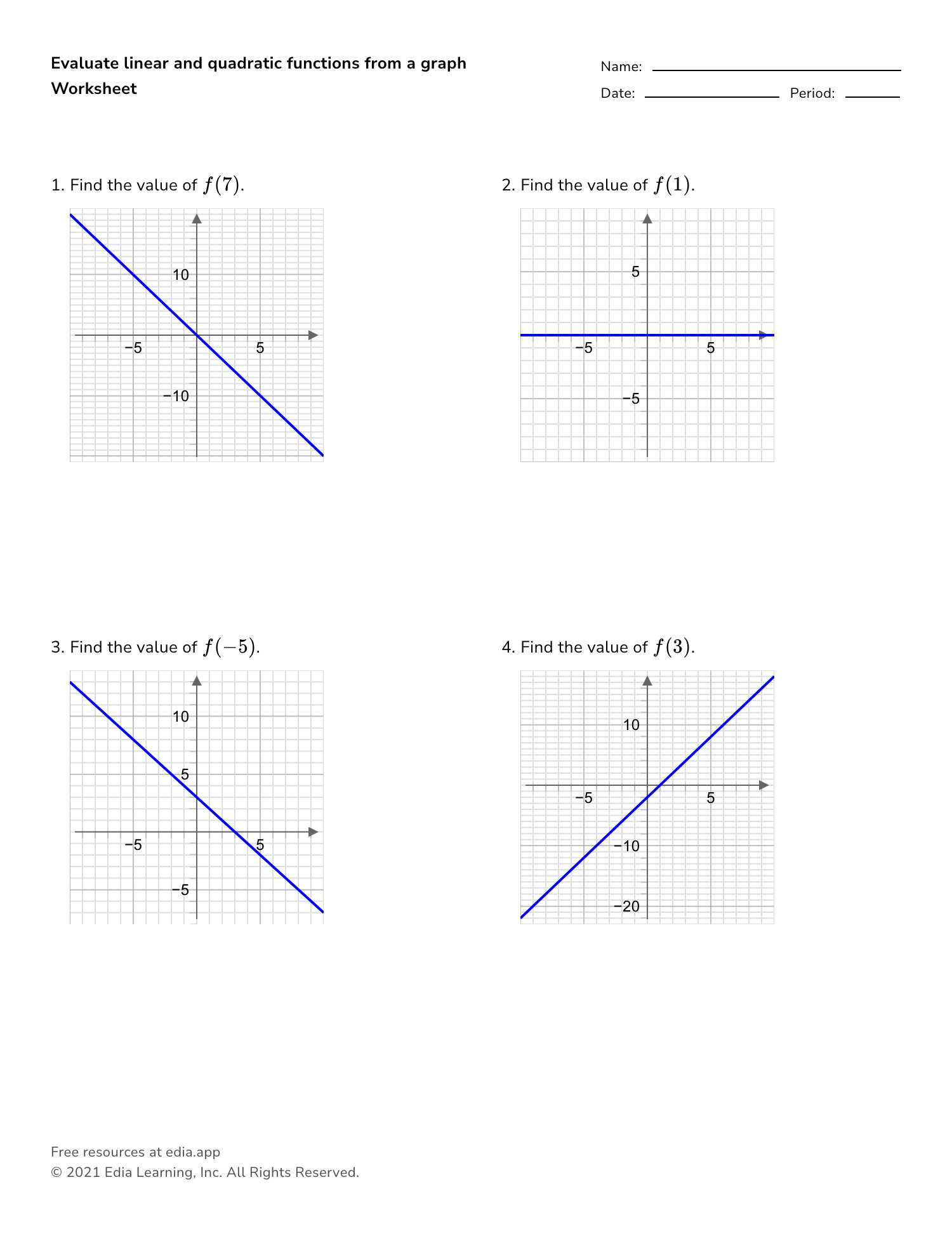 41 evaluating functions from a graph worksheet - Worksheet Master