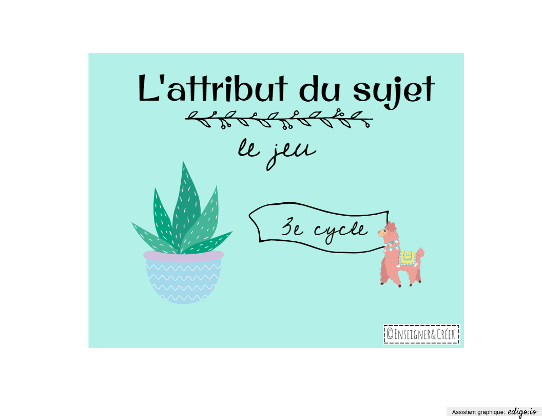 Jeu attribut du sujet, 6e année, CM2, Cartes de jeu, Autres, Grammaire Edigo