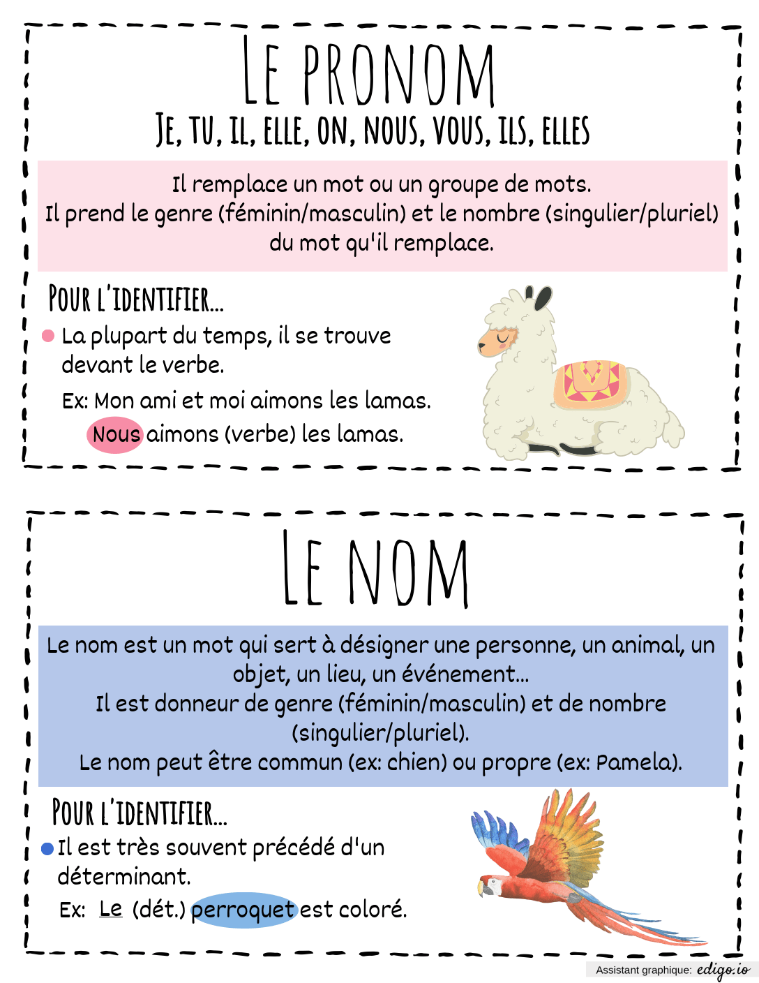 Les classes de mots, 6e année, CM2, CM1, CE2, CE1, CP, Grammaire Edigo