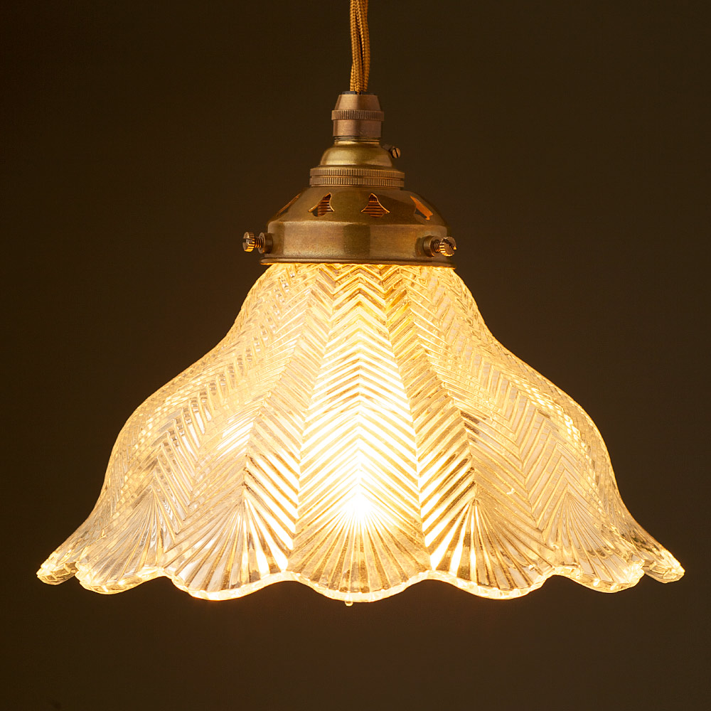 Holophane pattern glass light shade pendant