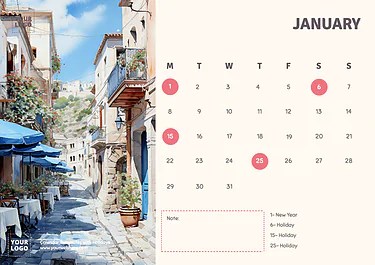 Free Printable Monthly Calendar with Holidays