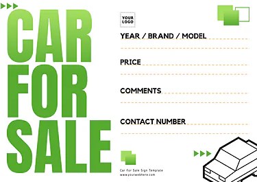 Printable Car for Sale Sign Templates