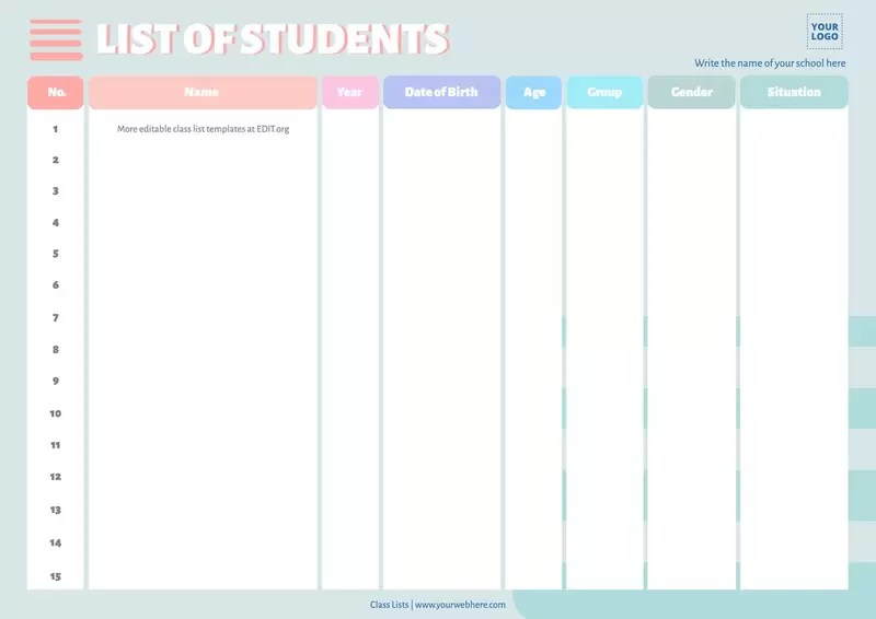 Free Editable Class List Templates
