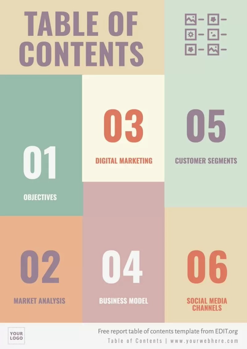 Table of Contents Design Templates