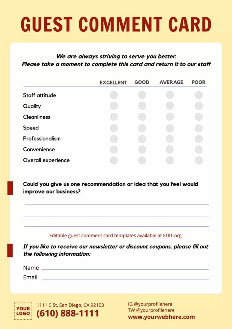 Customize free feedback card templates online
