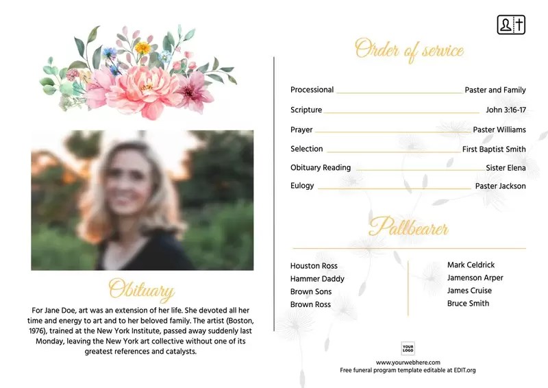 Customize a free funeral program template Customize a free funeral program template