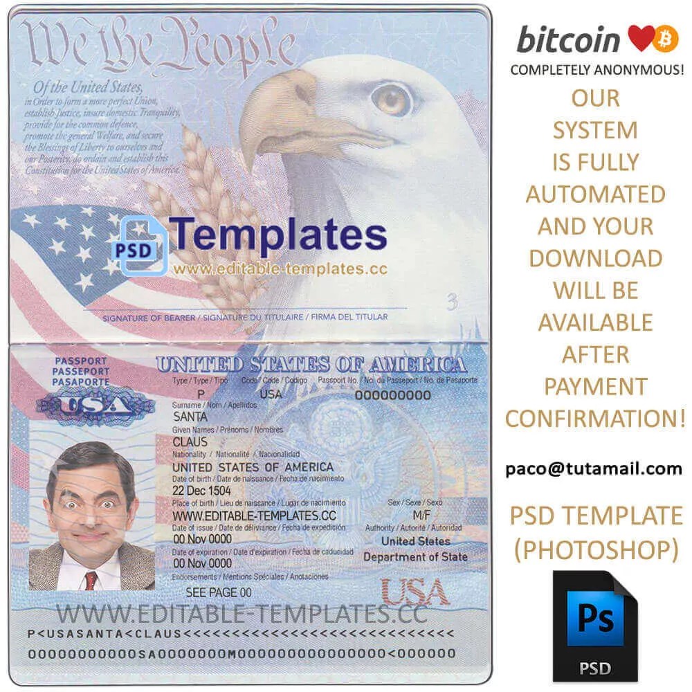 Passport template, file, Instant Delivery