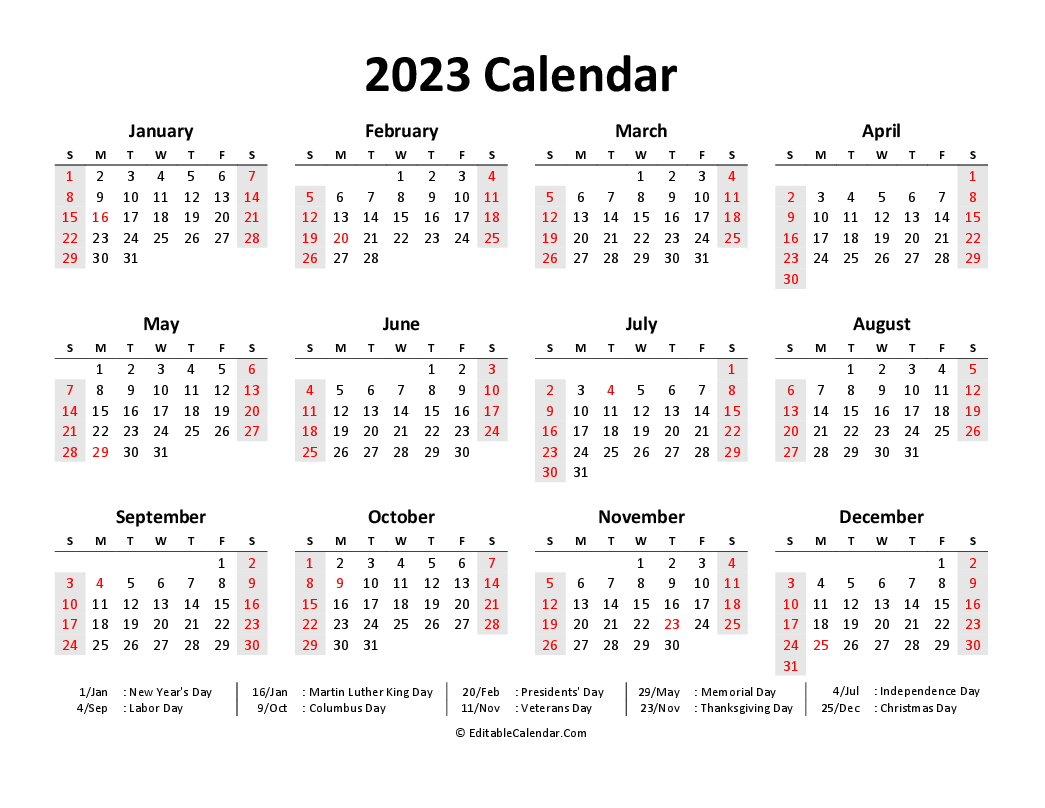 Free Printable Calendar 2023 (Word, PDF, Excel)