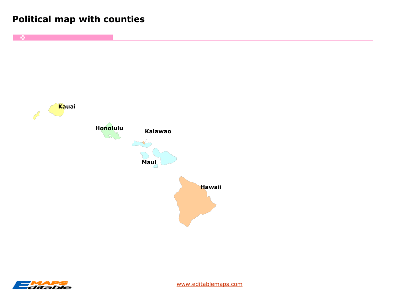 Hawaii county map Editable PowerPoint Maps