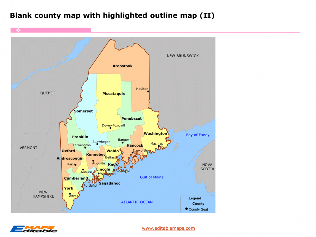 Maine map Editable PowerPoint Maps