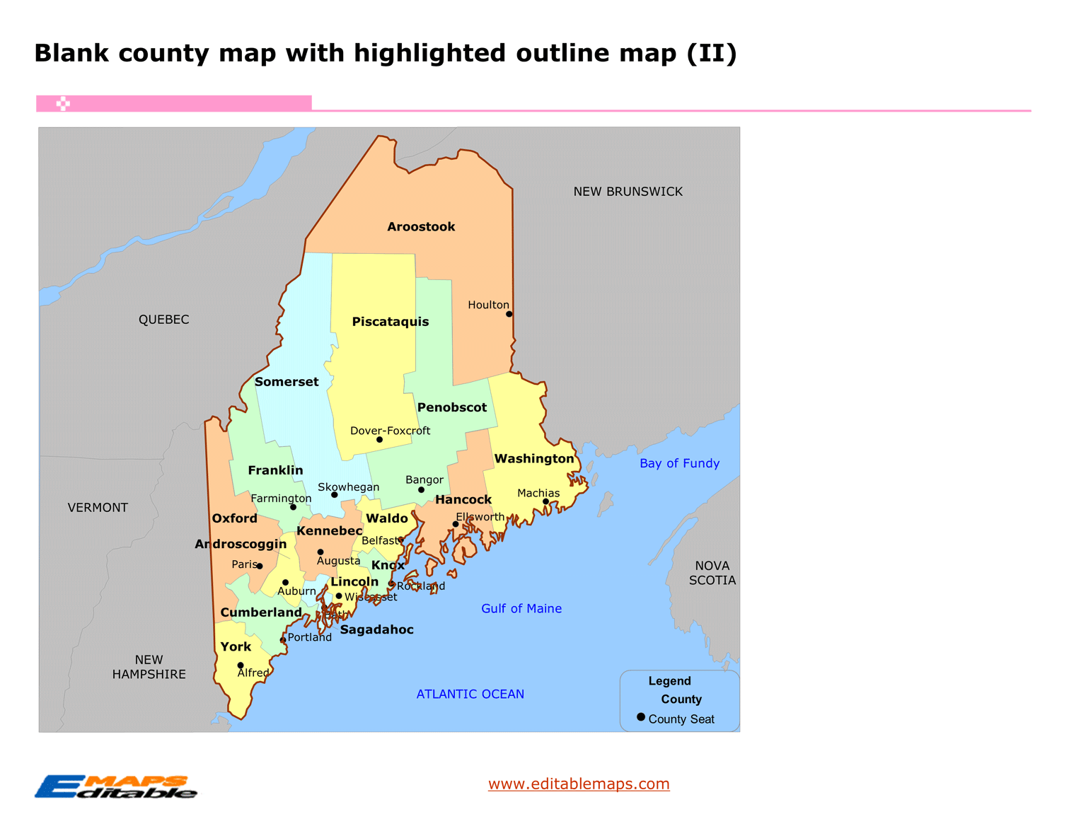 Maine map Editable PowerPoint Maps