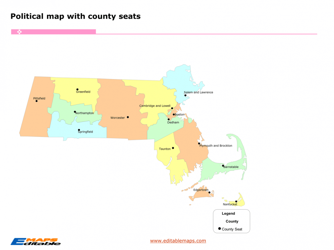 Massachusetts map Editable PowerPoint Maps