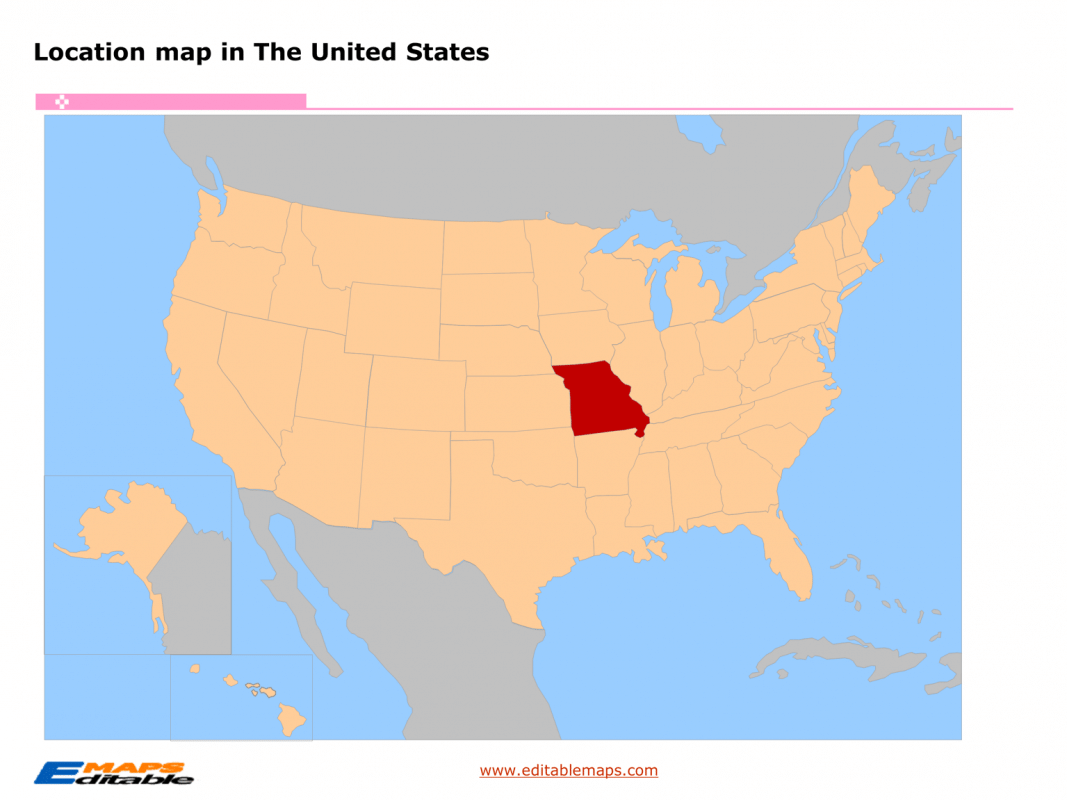 Missouri map Editable PowerPoint Maps