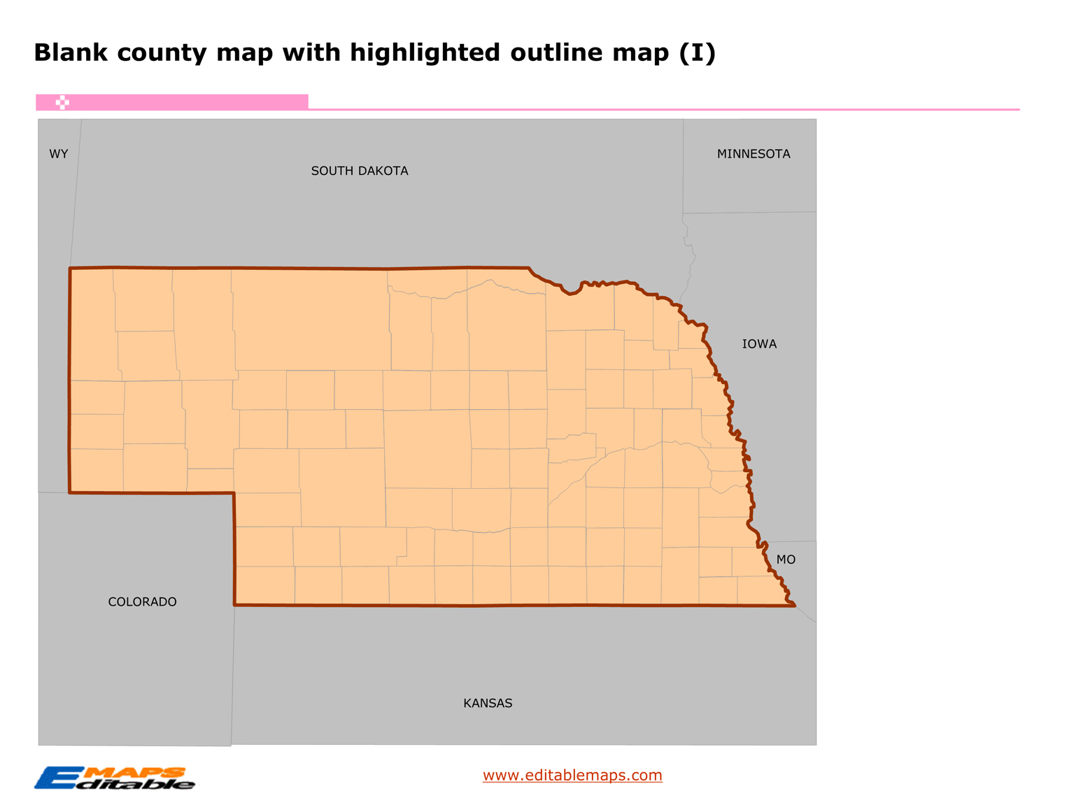 Nebraska map Editable PowerPoint Maps