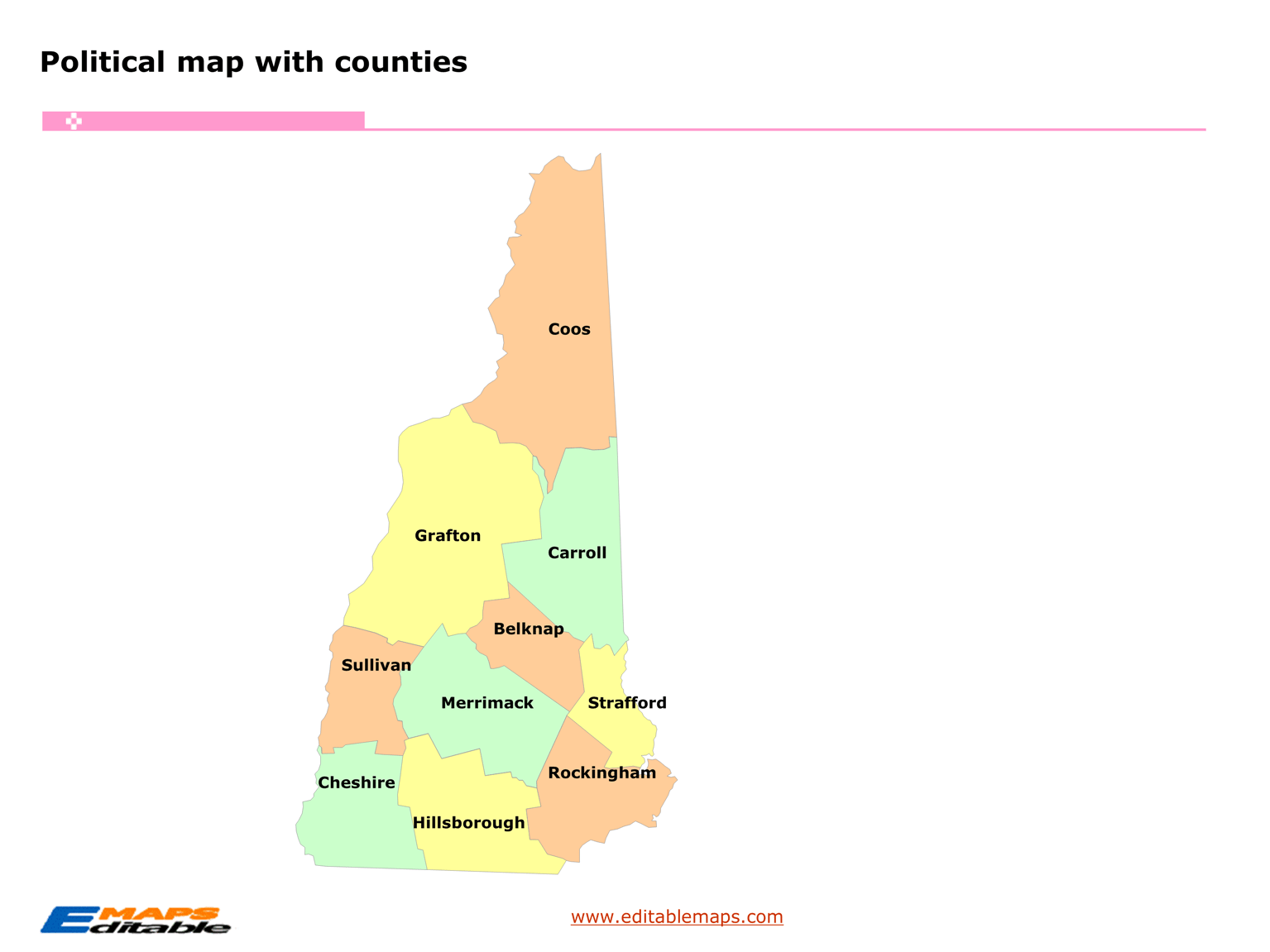 New Hampshire county map Editable PowerPoint Maps