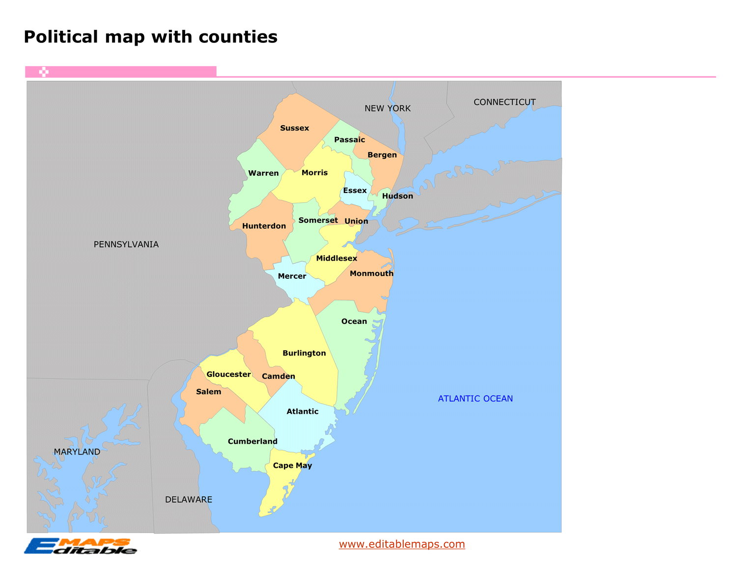 New Jersey County Maps Interactive History Complete List, 55 OFF