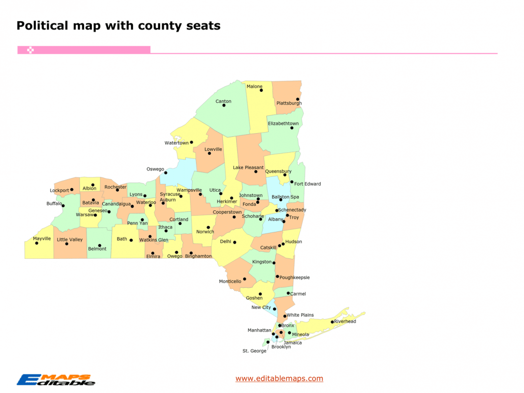New York county map Editable PowerPoint Maps
