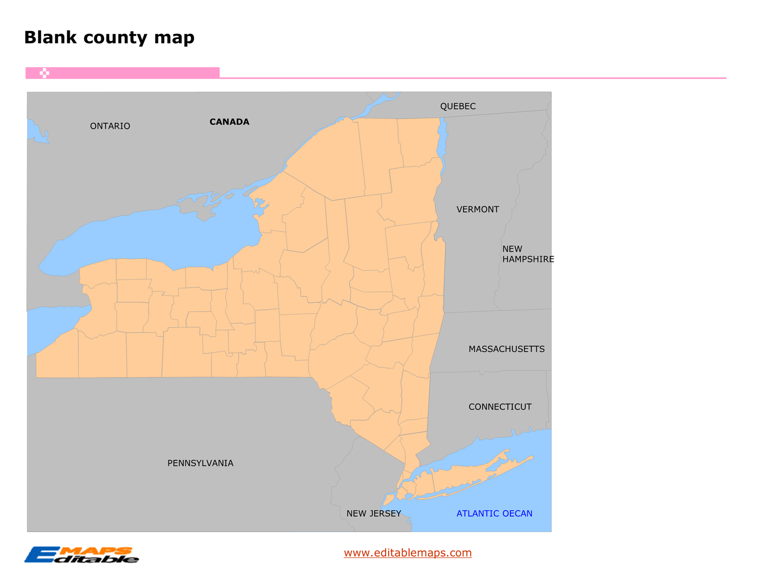 New York county map Editable PowerPoint Maps