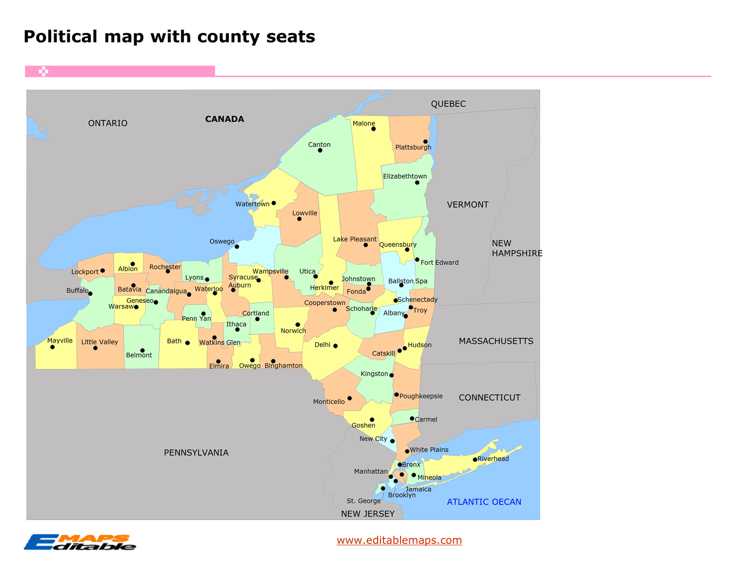 New York county map Editable PowerPoint Maps
