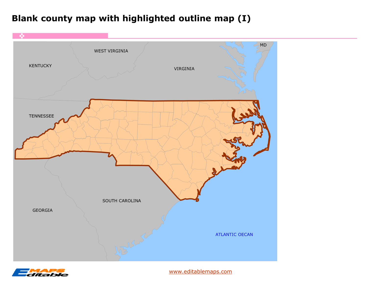 North Carolina map Editable PowerPoint Maps