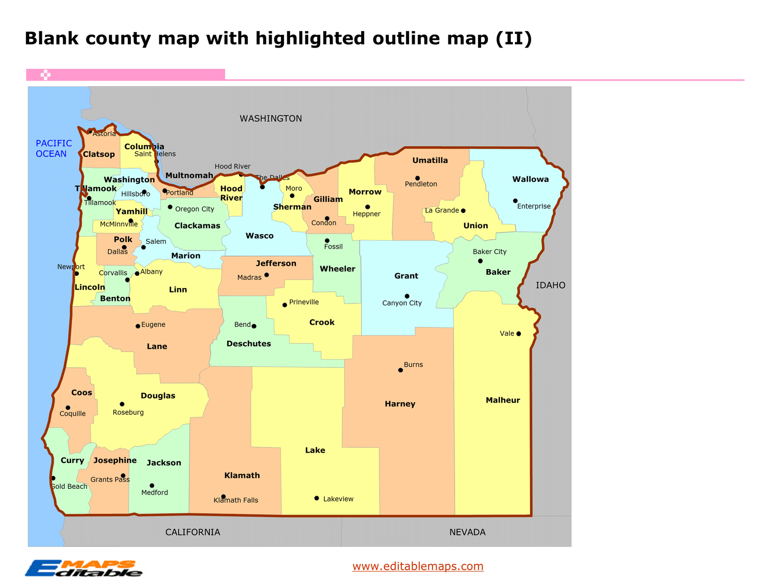 Oregon map Editable PowerPoint Maps