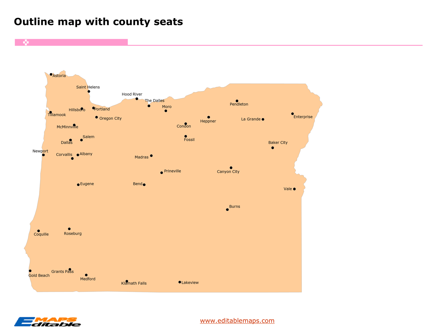 Oregon map Editable PowerPoint Maps