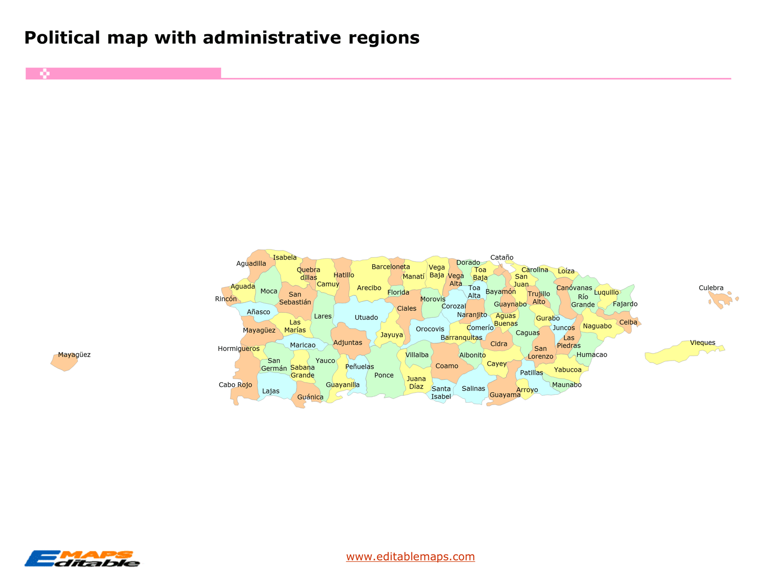 Puerto Rico Municipality map Editable PowerPoint Maps