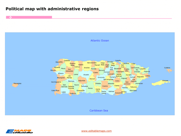 Puerto Rico Municipality map Editable PowerPoint Maps