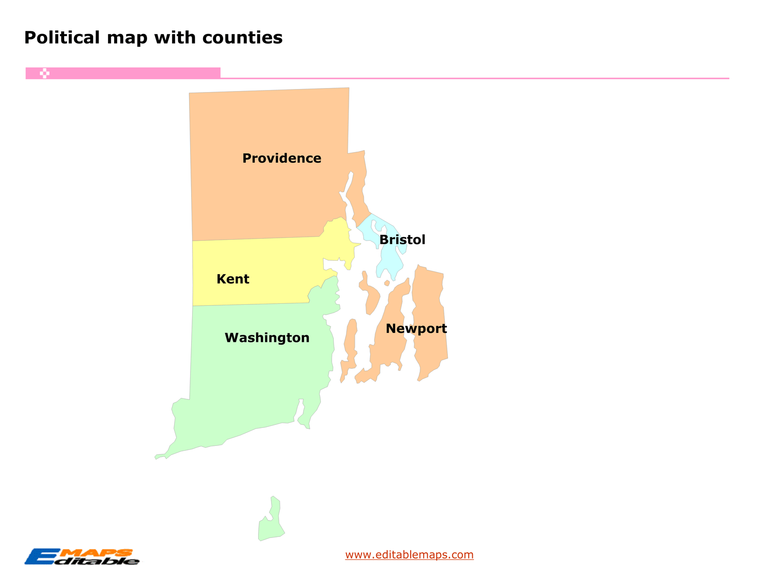 Rhode Island county map Editable PowerPoint Maps