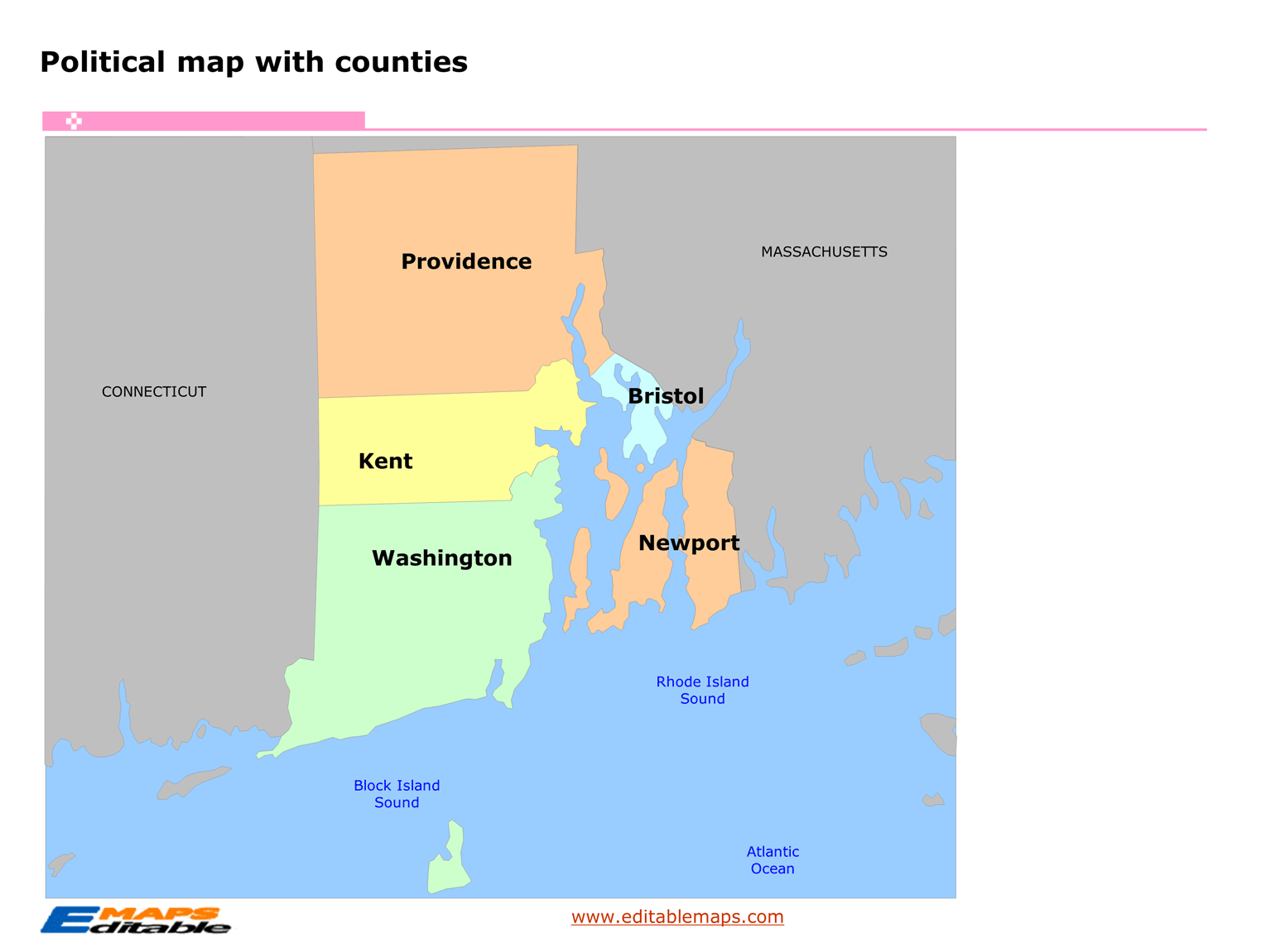 Rhode Island county map Editable PowerPoint Maps