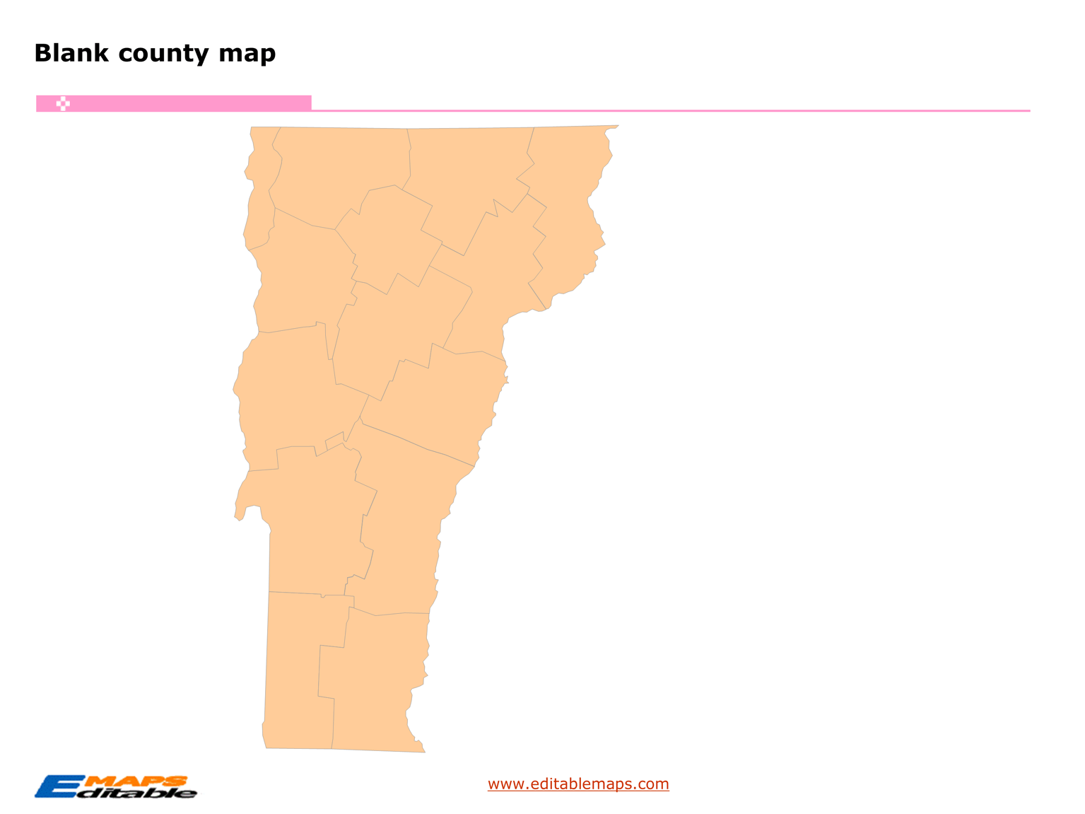 Vermont county map Editable PowerPoint Maps