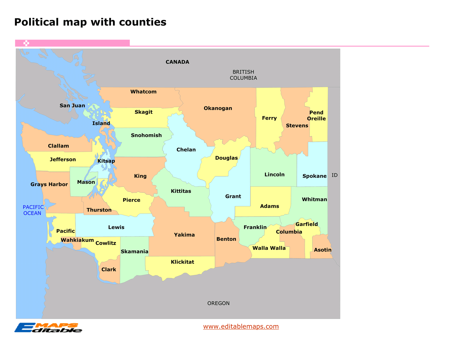 Washington county map Editable PowerPoint Maps