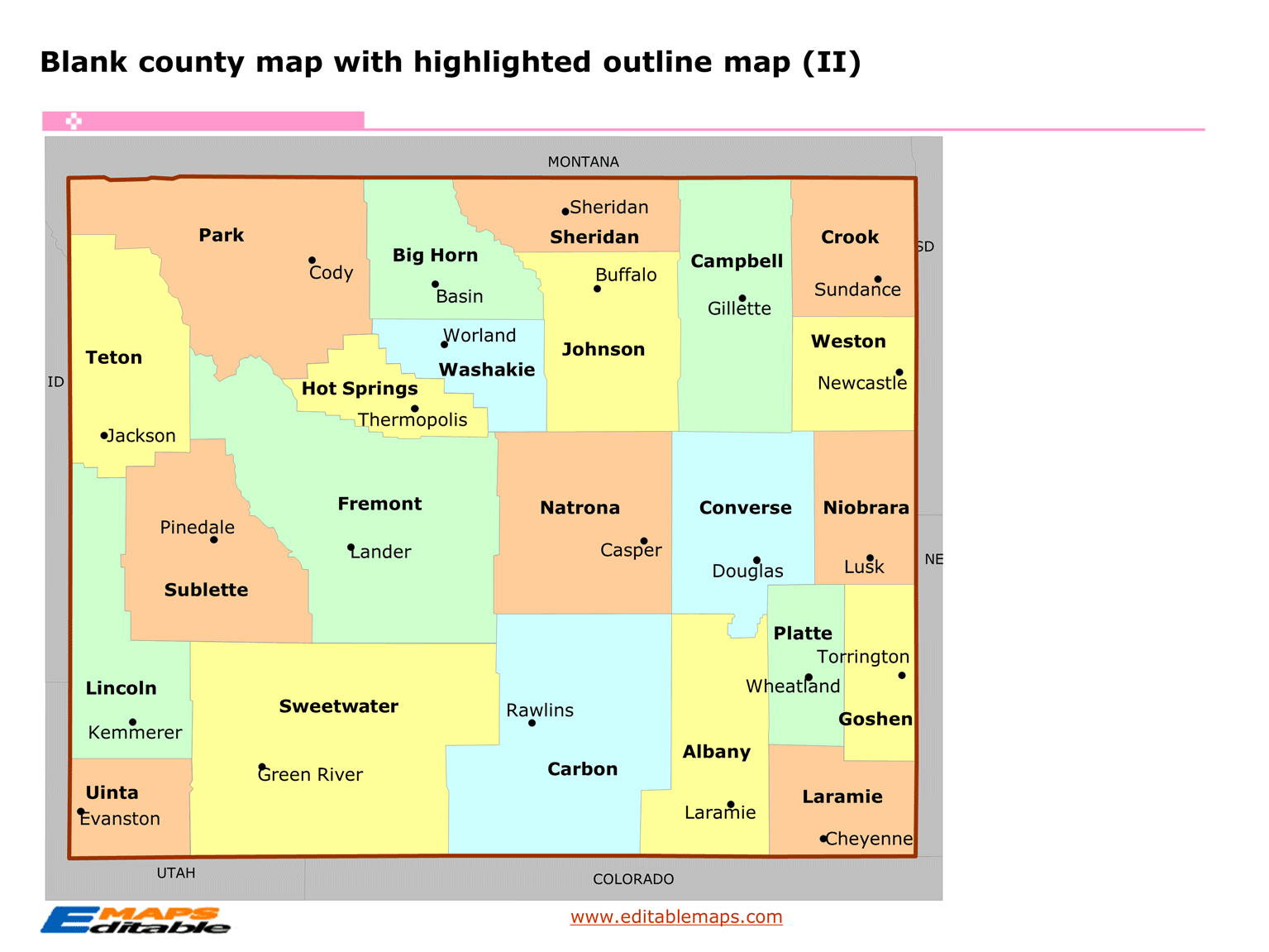 Wyoming map Editable PowerPoint Maps