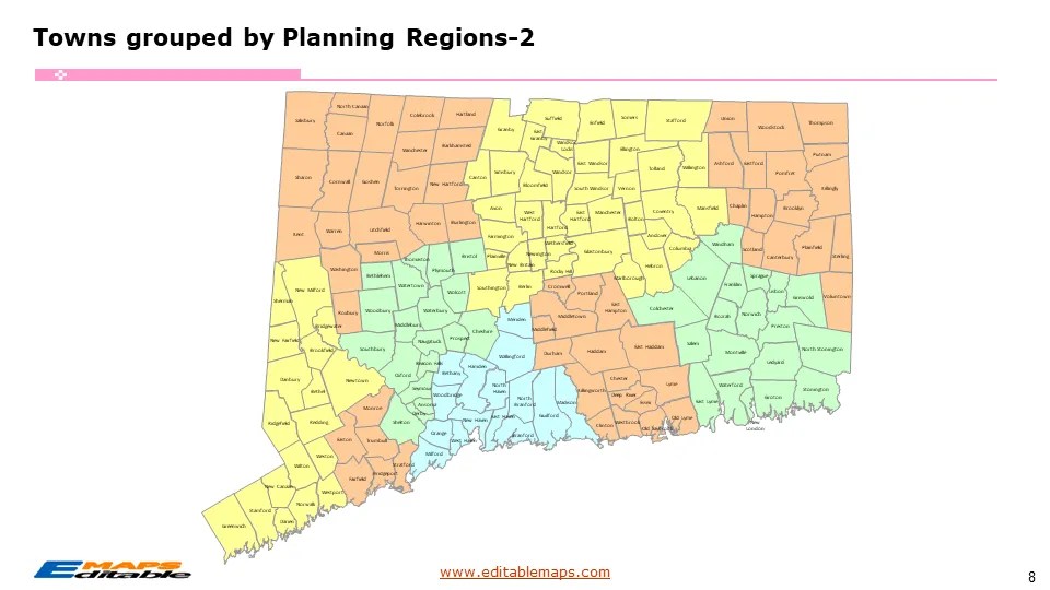 Connecticut Town Map - Editable PowerPoint Maps