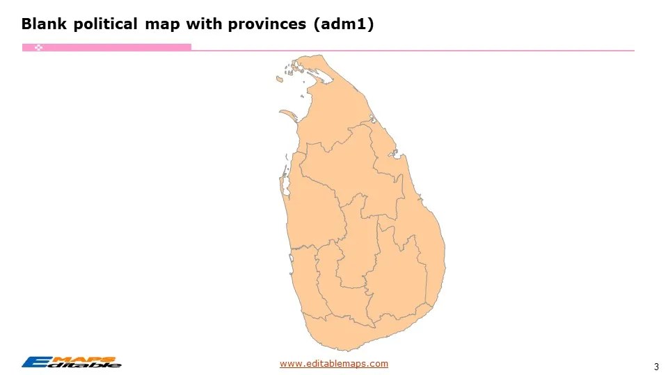 Sri Lanka Map with 9 Provinces and 25 districts Editable PowerPoint Maps