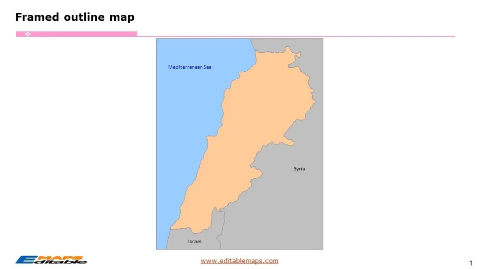 Lebanon Map with 9 Governorates and 26 Districts Editable PowerPoint Maps