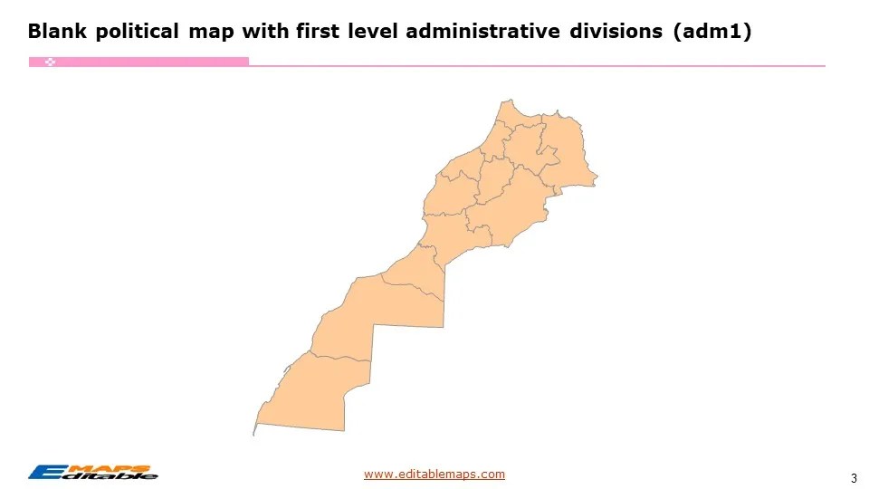 Morocco Map with 12 Regions, 62 Provinces and 13 Prefectures Editable