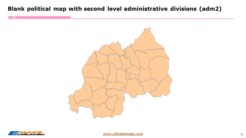 Rwanda Map with 5 Provinces and 30 Districts Editable PowerPoint Maps