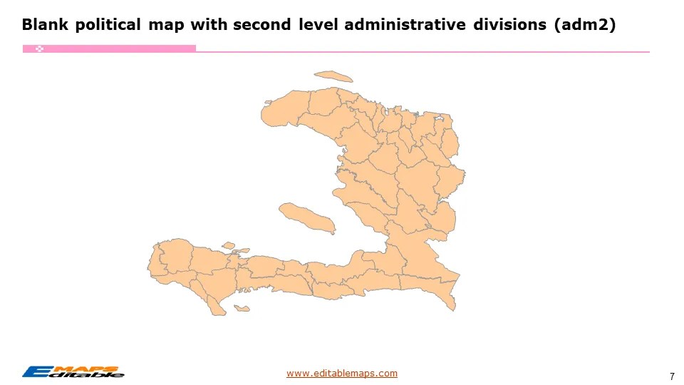Haiti Map with 10 Departments and 42 Arrondissements Editable
