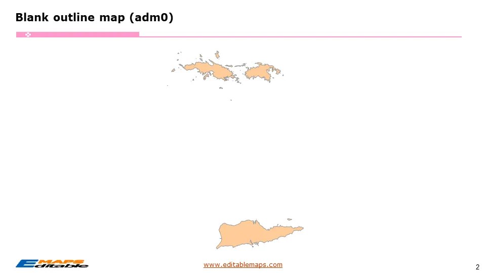 US Virgin Islands Map with 3 Districts and 20 Subdistricts Editable