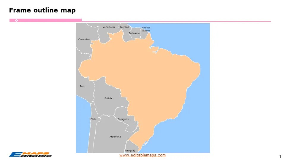 Brazil map with 26 States and one Federal District Editable