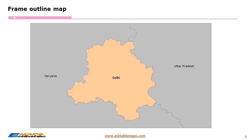 Delhi Map with 11 Districts Editable PowerPoint Maps