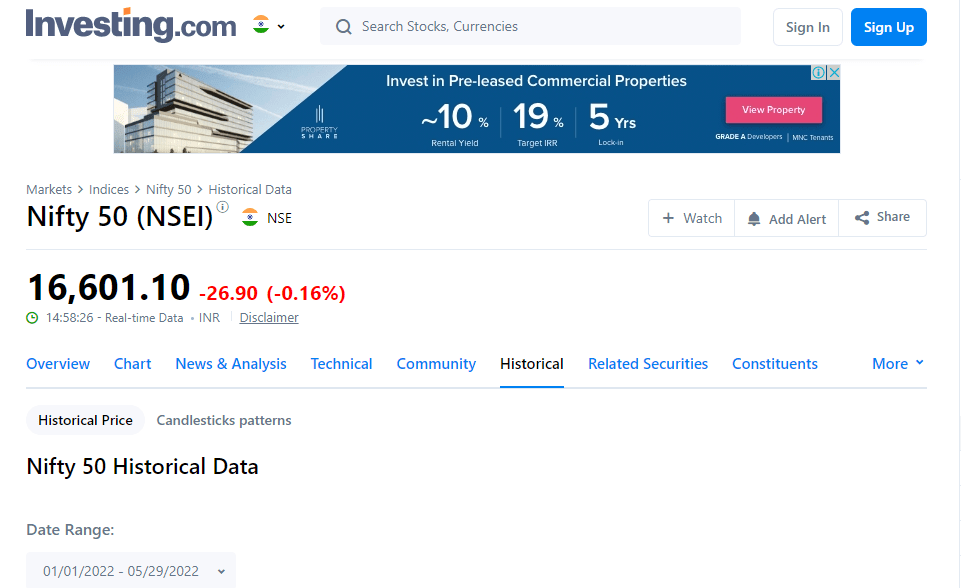 Nifty 50 Historical Data Using Python (2024)