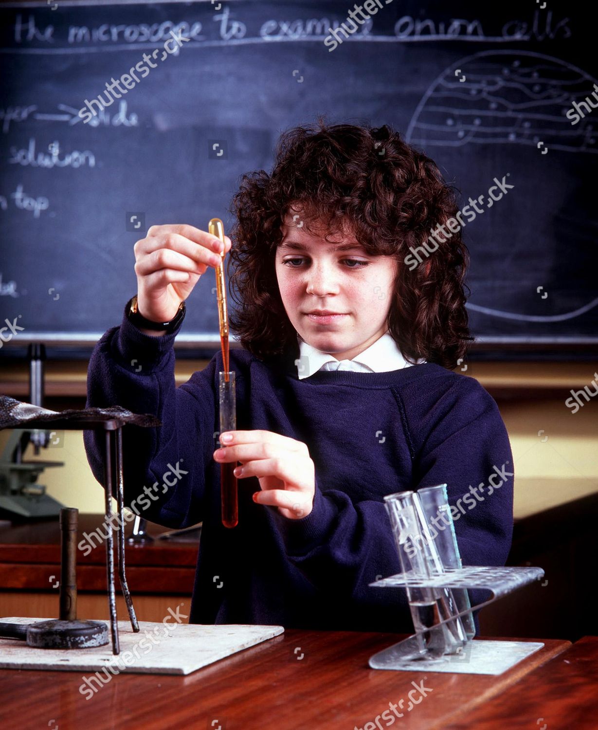 Girl Science Lesson School Doing Experiment Editorial Stock Photo