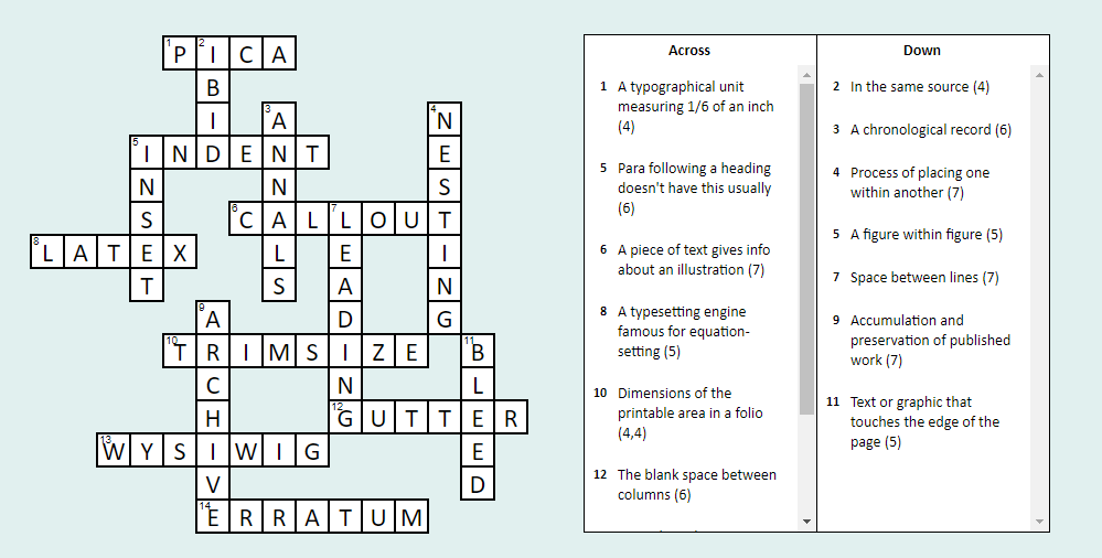 Crossword 06 Miscellaneous | Editor's Essentials
